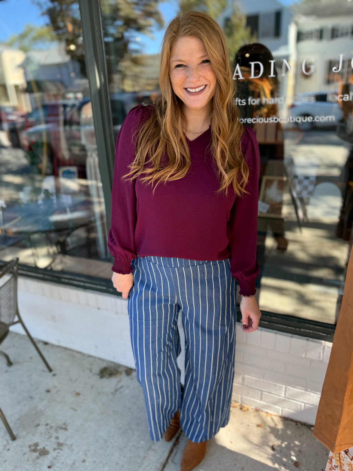 Striped Chambray Pants