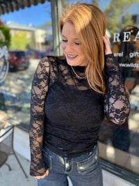 Black Lace Sheer Top