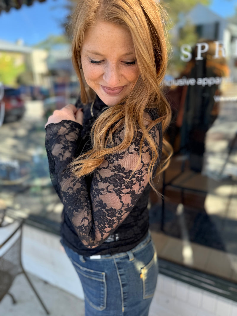 Black Lace Sheer Top