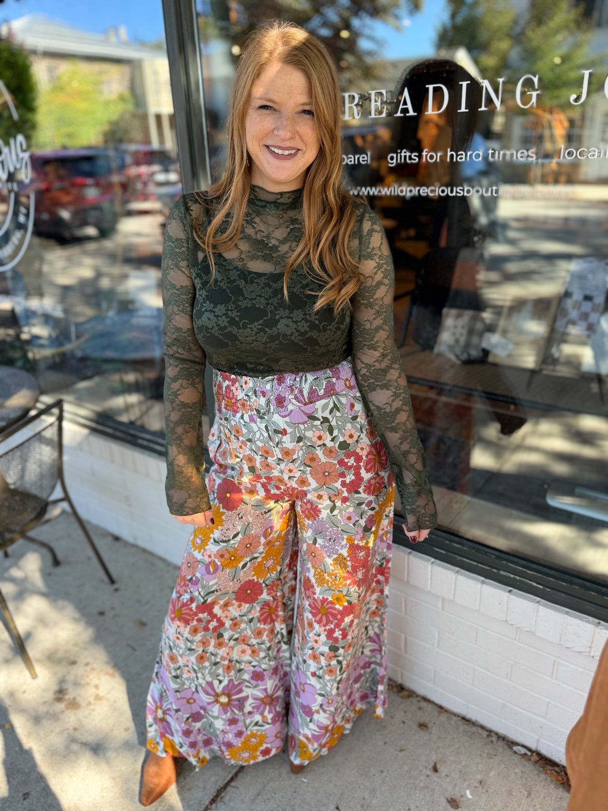 Boho Floral Wide Leg Pants