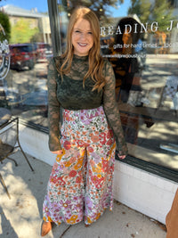 Boho Floral Wide Leg Pants