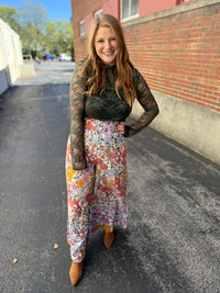 Boho Floral Wide Leg Pants