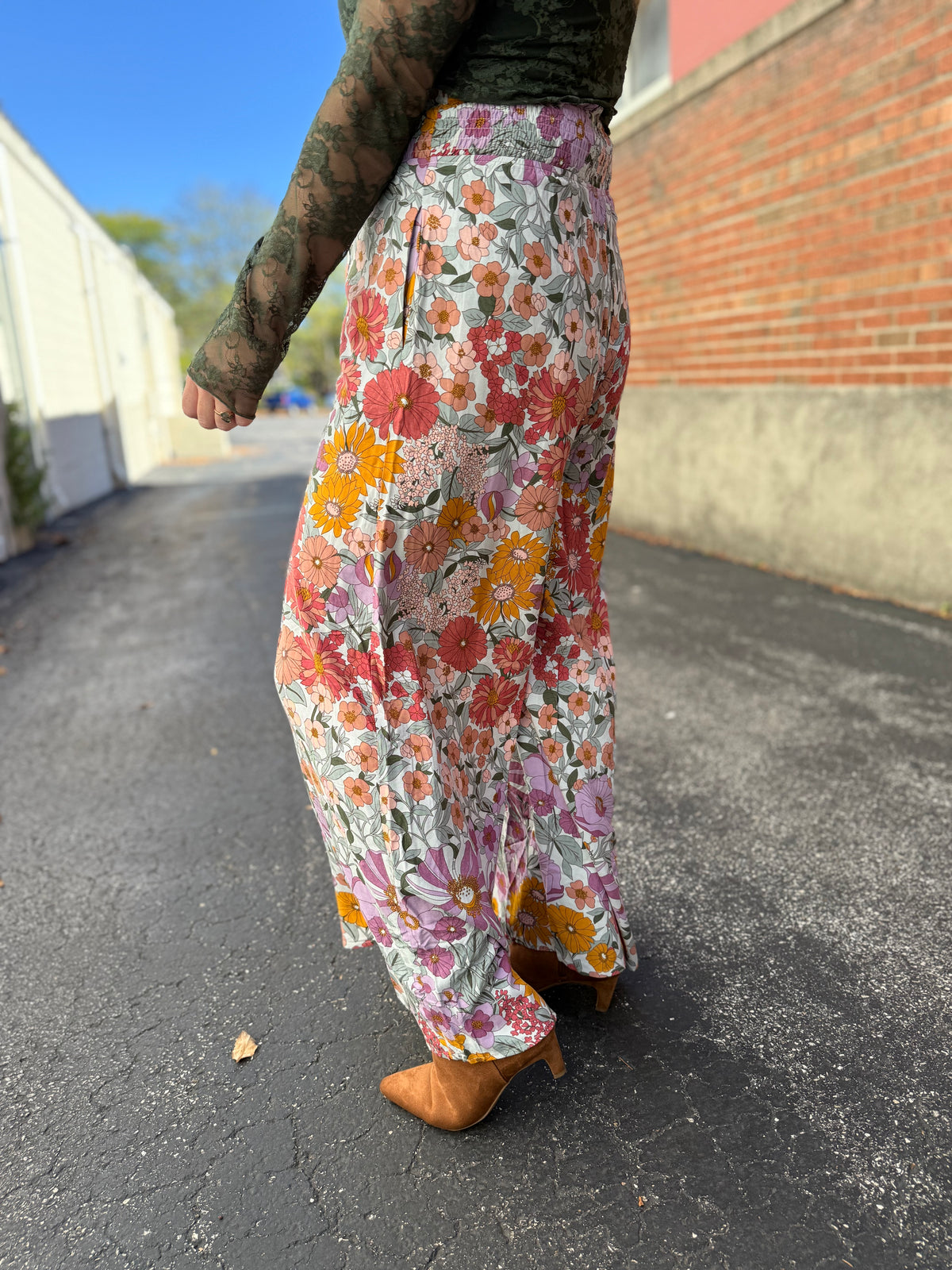 Boho Floral Wide Leg Pants