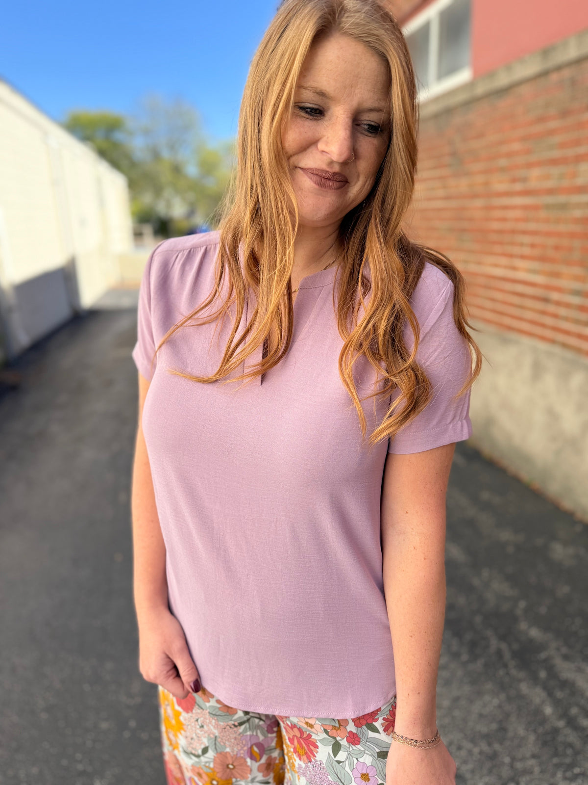 Lilac Gray Blouse Top