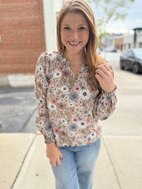 Pastel Floral Ruffle Top