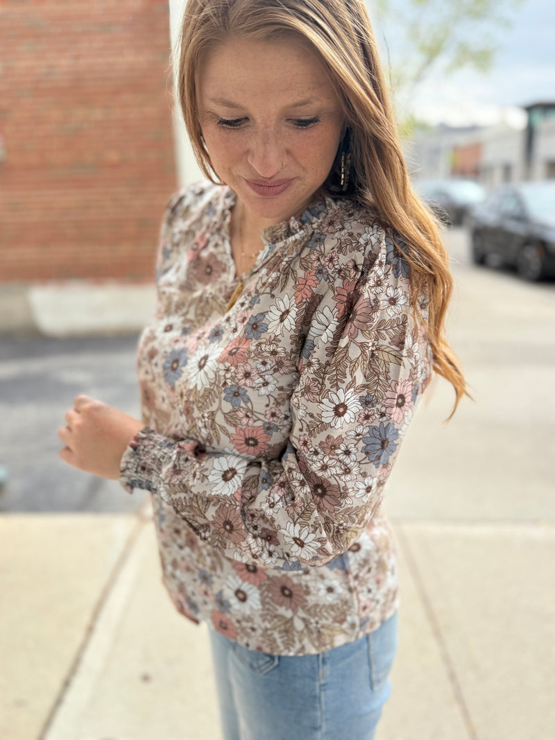 Pastel Floral Ruffle Top