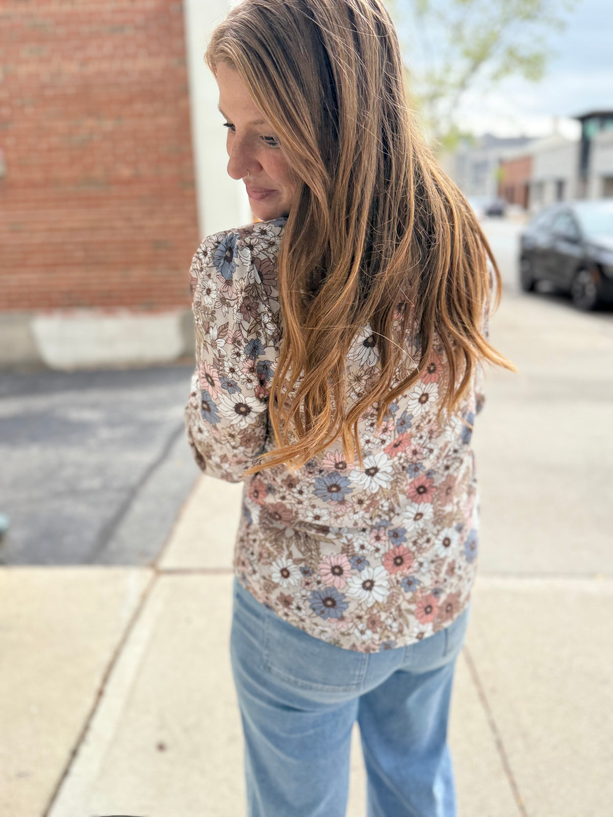 Pastel Floral Ruffle Top