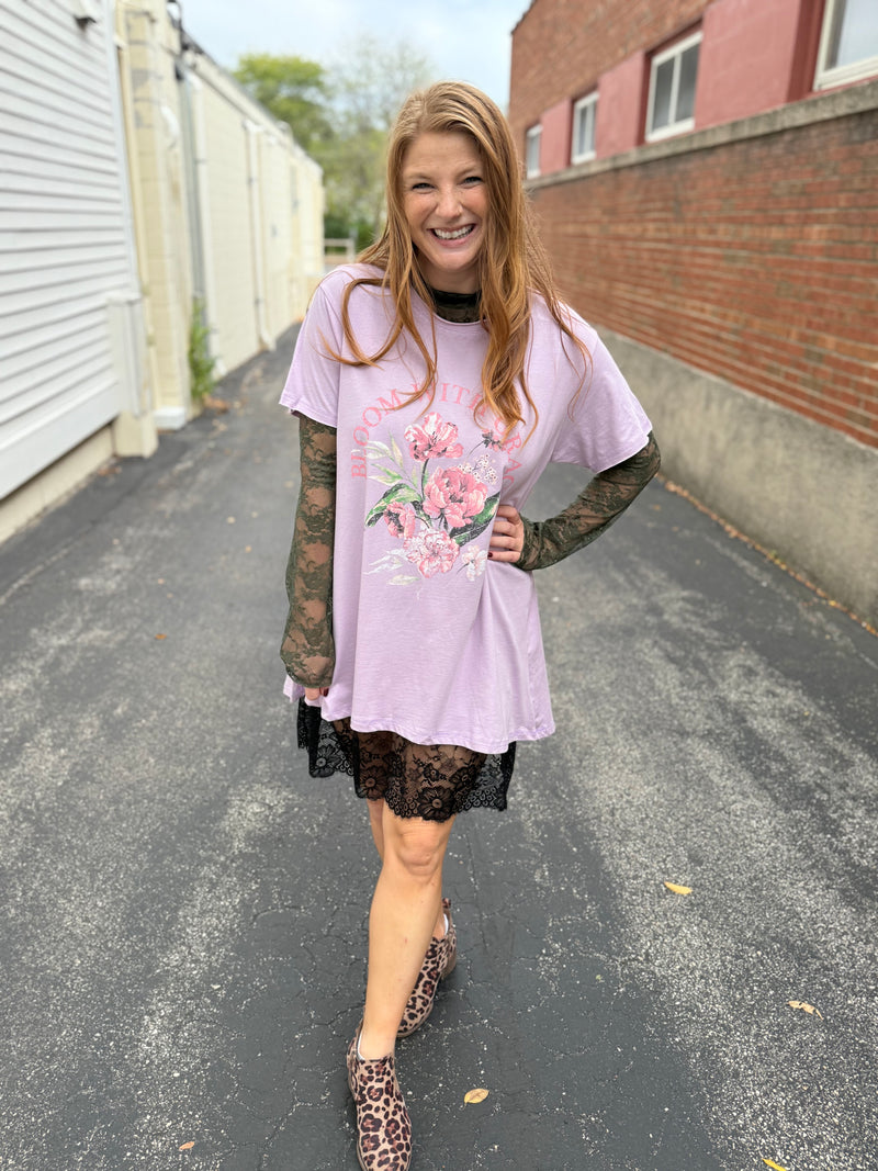 Bloom With Grace Lavender Graphic Tunic