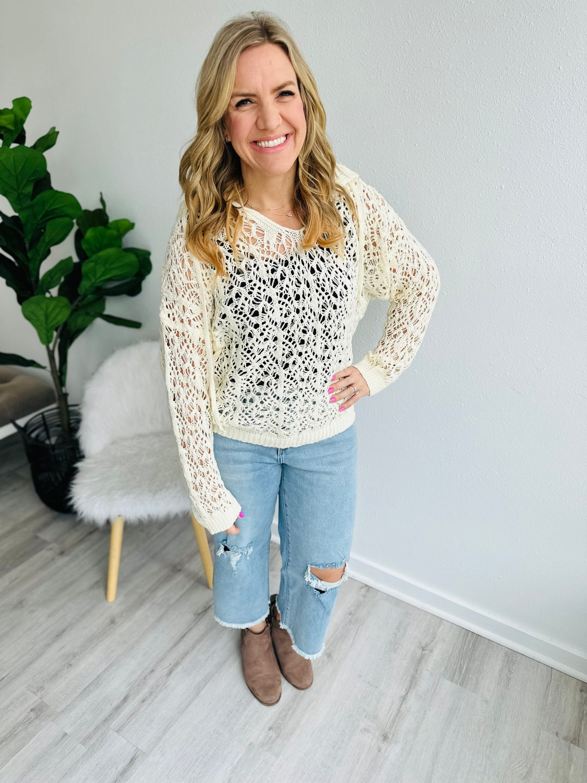 Natural Wide Knit Sweater