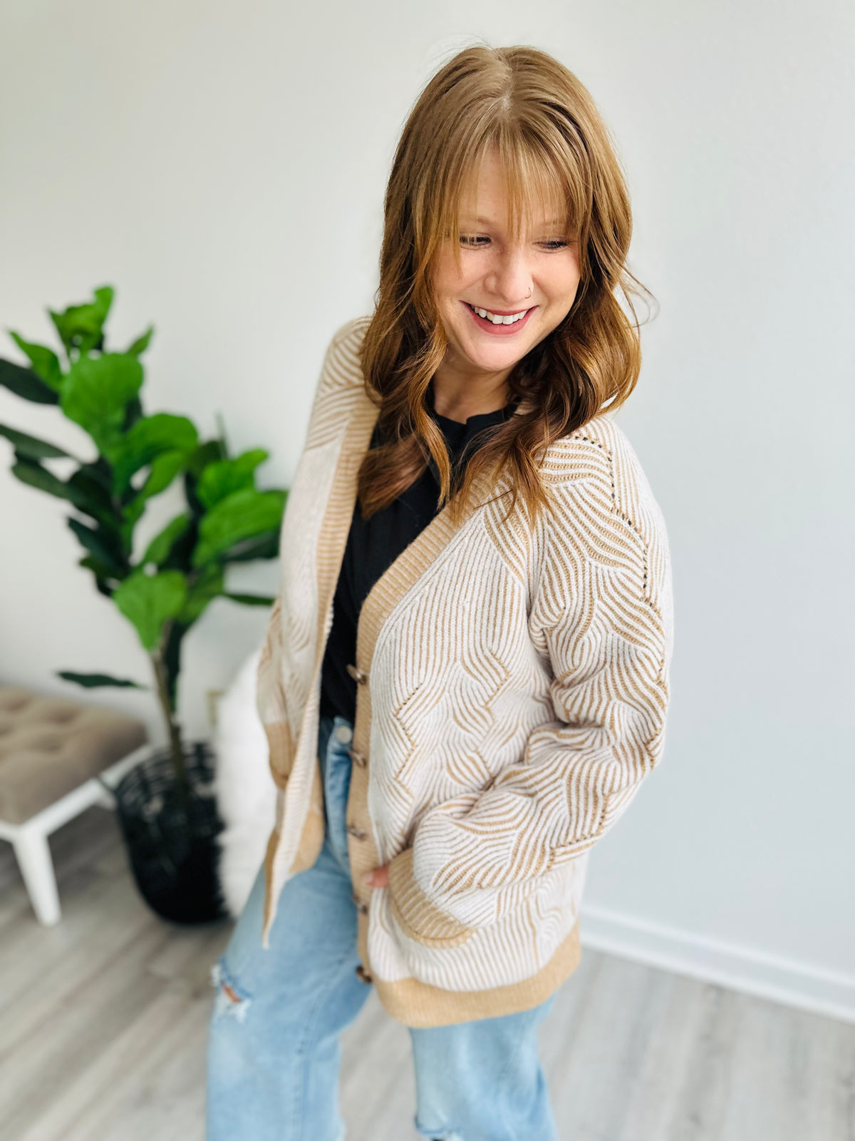 Chevron Cream Cardigan