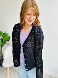 Ruth Black Crocheted Cardigan