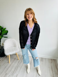 Ruth Black Crocheted Cardigan