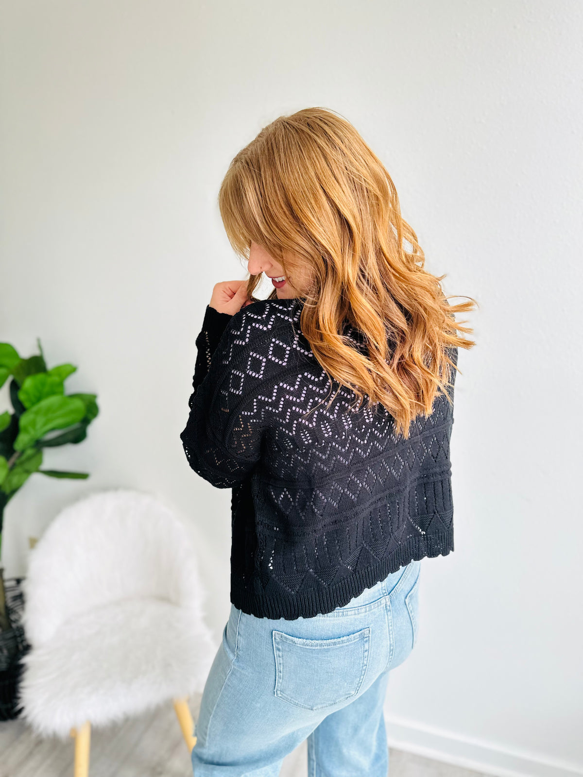 Ruth Black Crocheted Cardigan