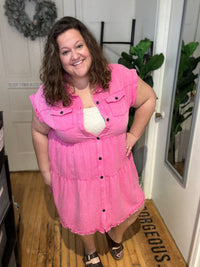 Jenny Hot Pink Distressed Dress
