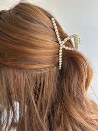 Pearl + Gold Beaded Claw Clip