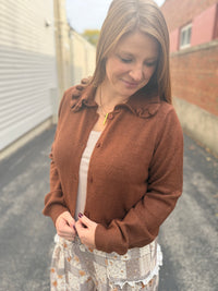 Chestnut Ruffle Collar Cardigan