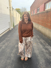 Chestnut Ruffle Collar Cardigan