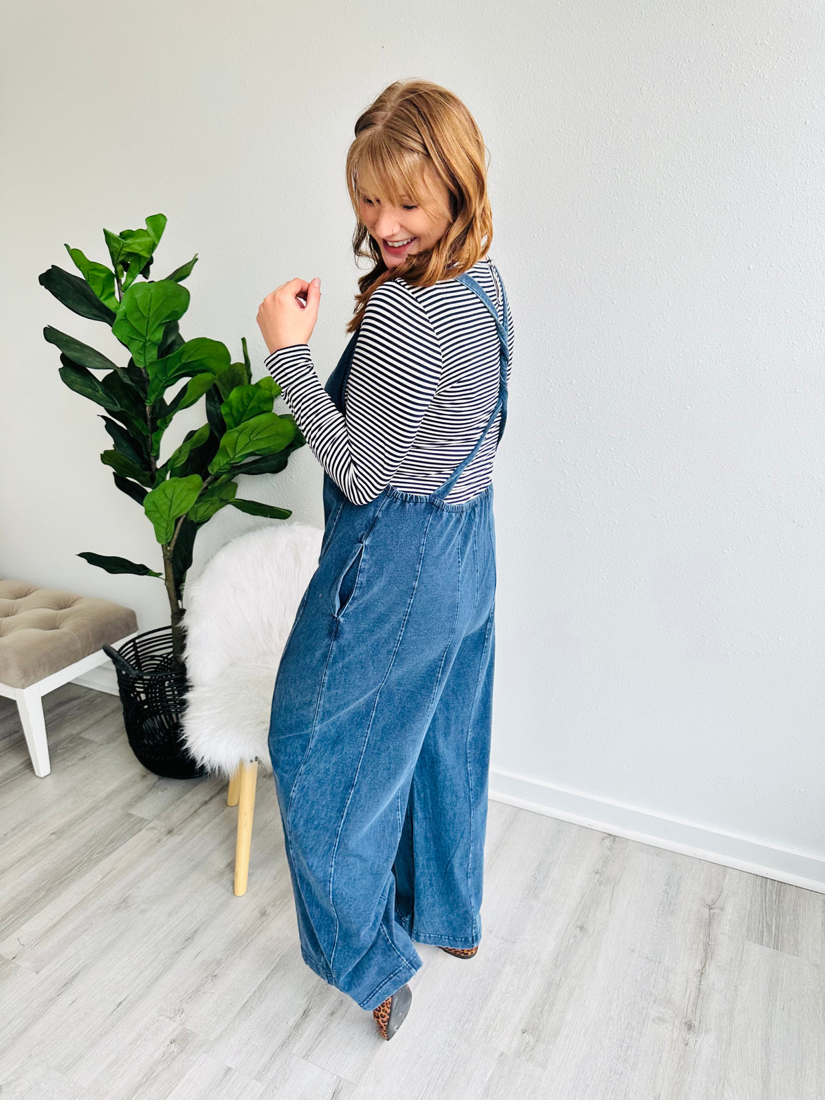 Mineral Wash Wide Leg Jumpsuit