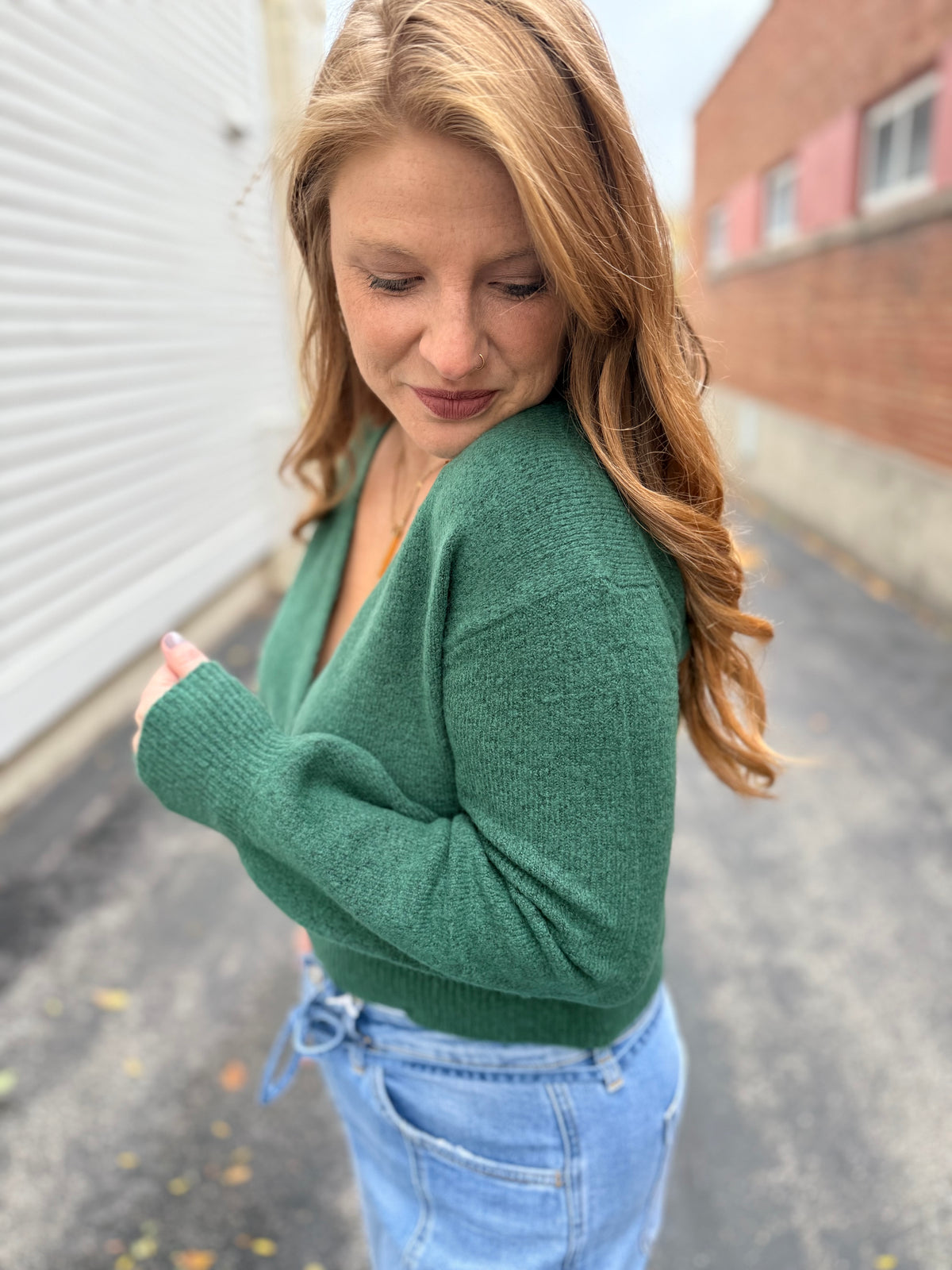 Cozy Wrap Sweater - Dark Green