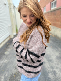 Soft Mocha Black Stripe Sweater
