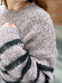Soft Mocha Black Stripe Sweater