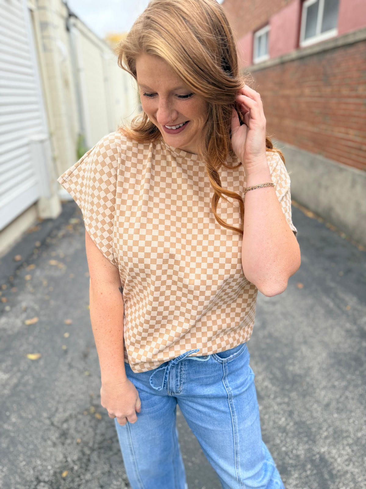 Butter Neutral Check Top