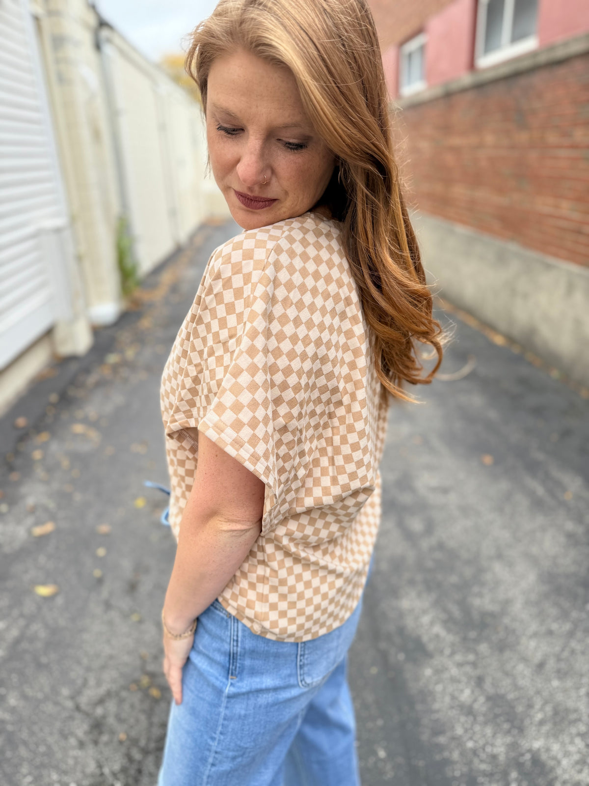 Butter Neutral Check Top