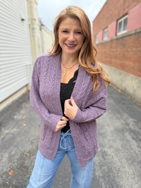 Purple Cozy Pocket Cardigan