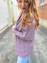 Purple Cozy Pocket Cardigan