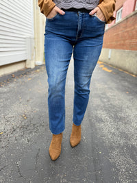 Medium Wash Slim Straight High Rise Jean