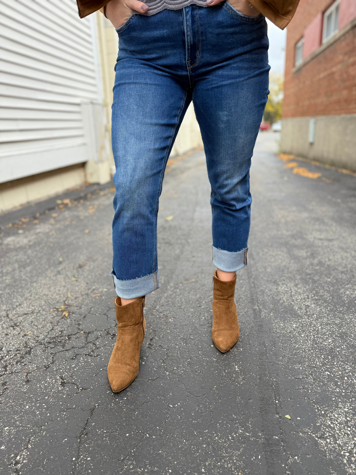 Medium Wash Slim Straight High Rise Jean