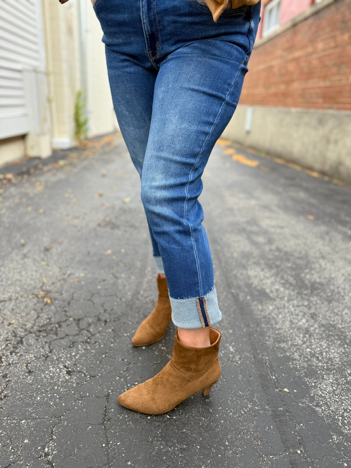 Medium Wash Slim Straight High Rise Jean