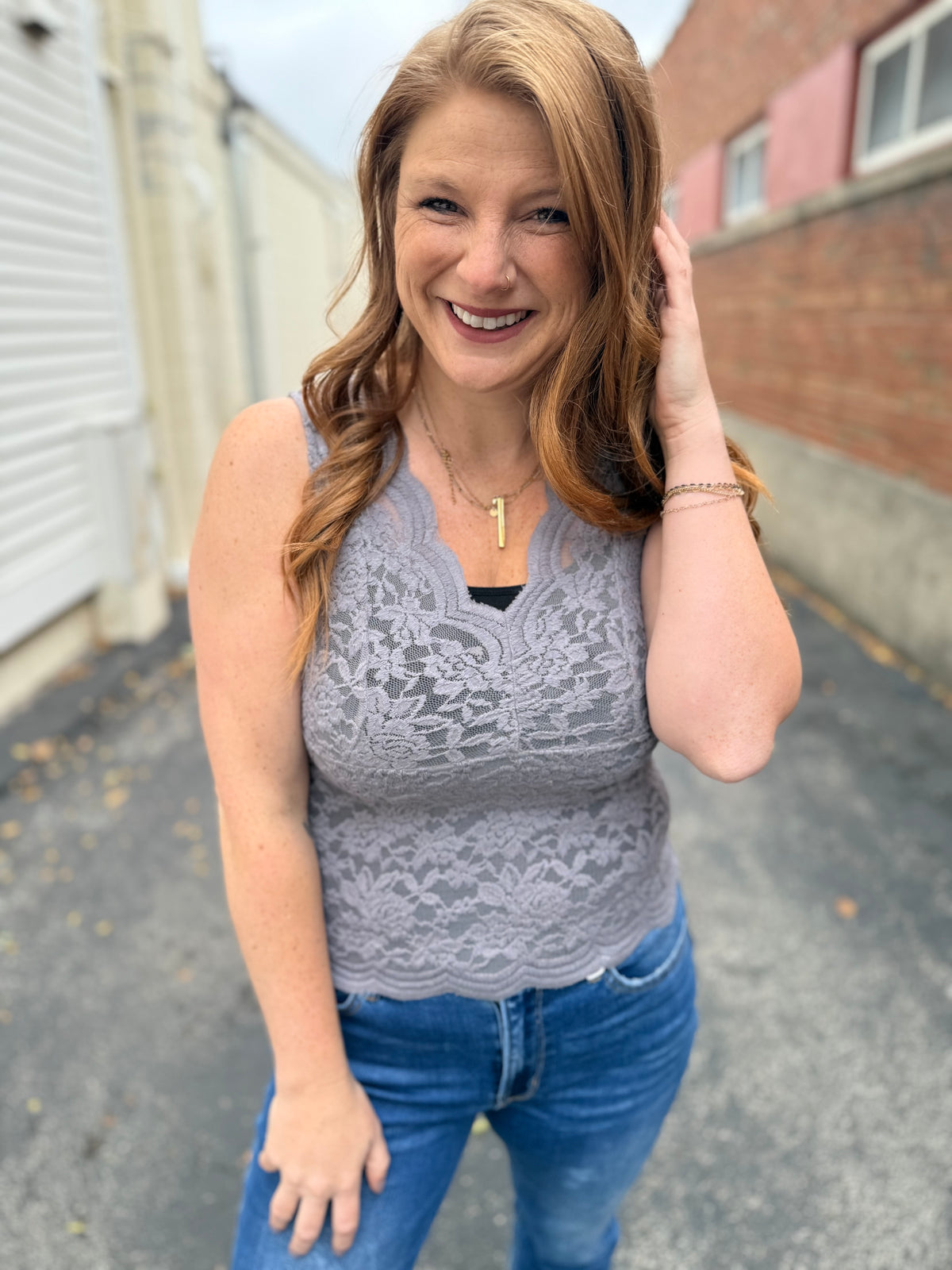 Luxe Lace Cami - Silver/Purple