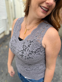 Luxe Lace Cami - Silver/Purple