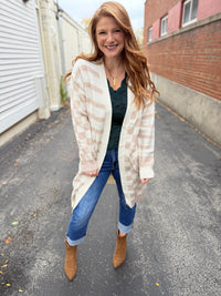 Neutral Check Cardigan Duster