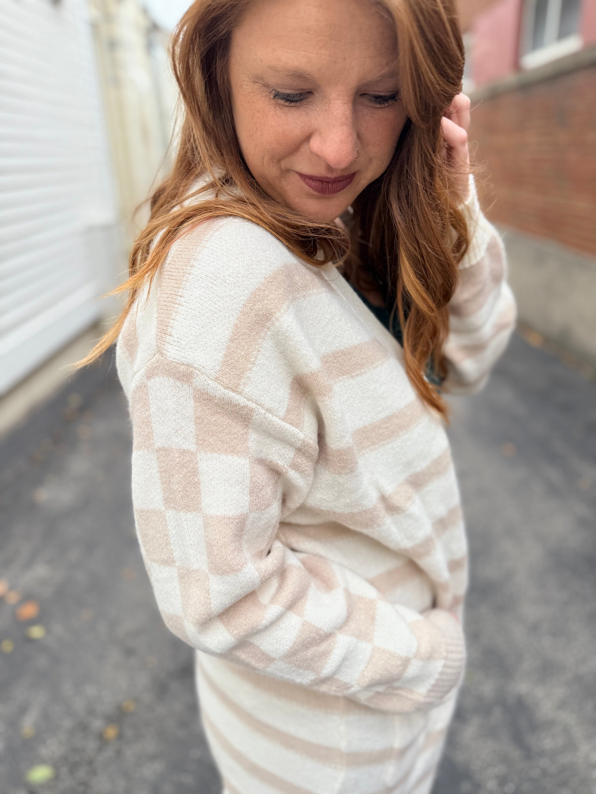 Neutral Check Cardigan Duster
