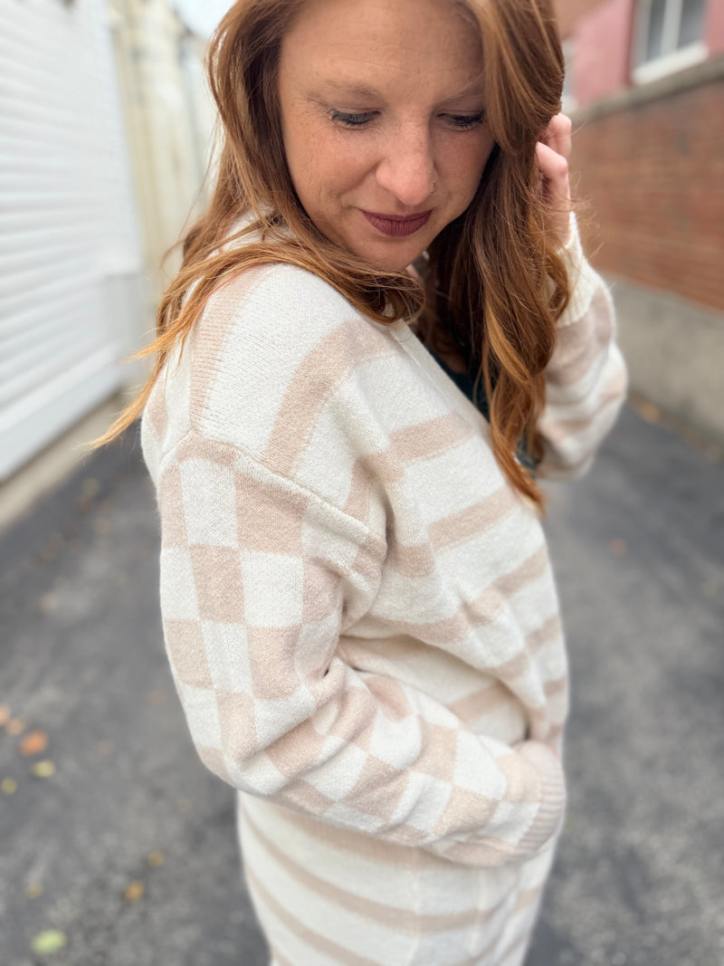 Neutral Check Cardigan Duster