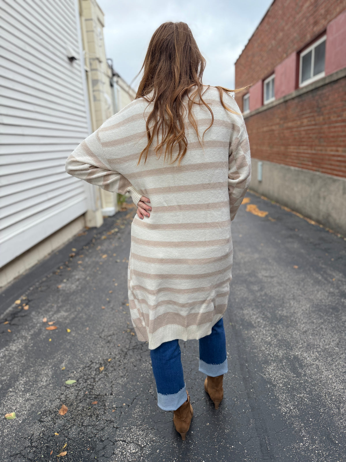 Neutral Check Cardigan Duster