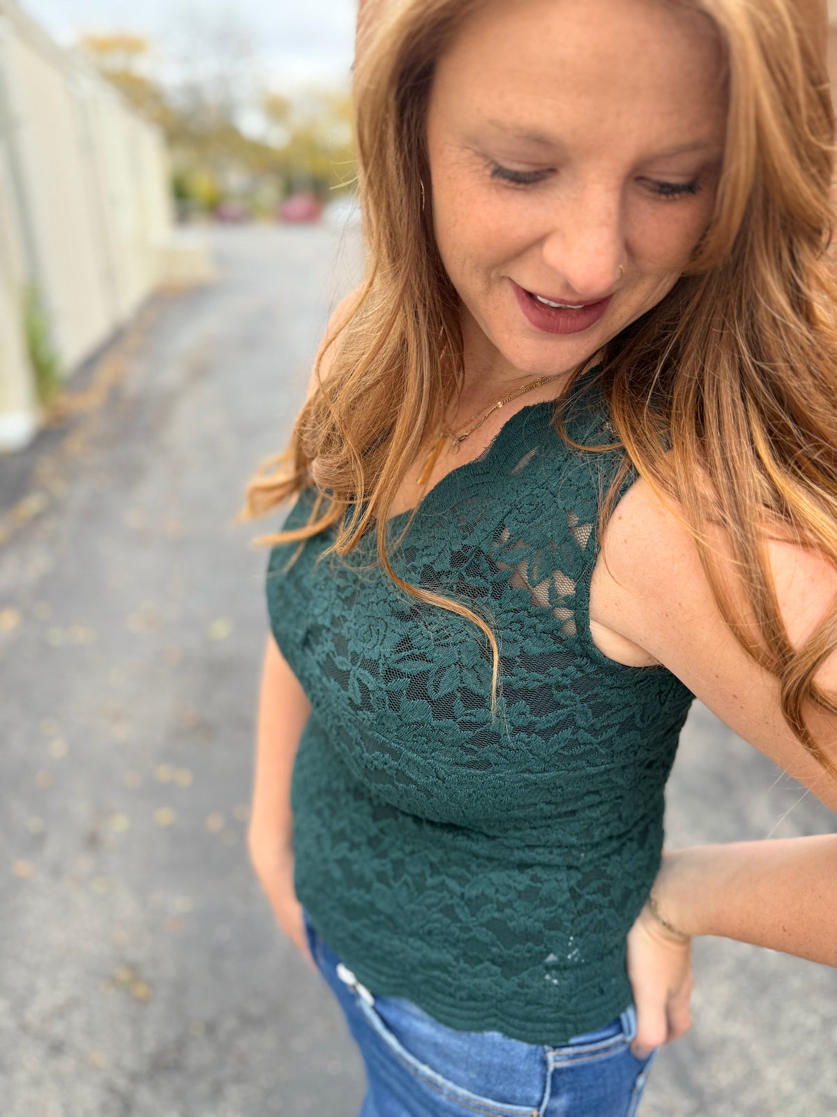 Luxe Lace Cami - Forest