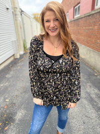 Deep Floral Babydoll Top