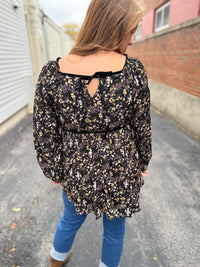 Deep Floral Babydoll Top