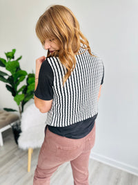 Black + White Ribbed Vest