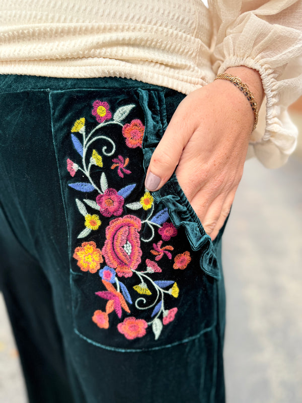 Velvet Bloom Wide Leg Pants