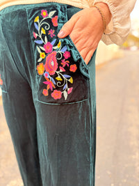 Velvet Bloom Wide Leg Pants