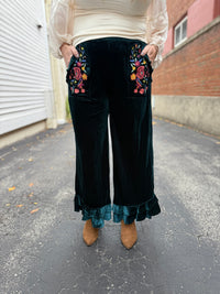 Velvet Bloom Wide Leg Pants