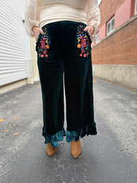 Velvet Bloom Wide Leg Pants