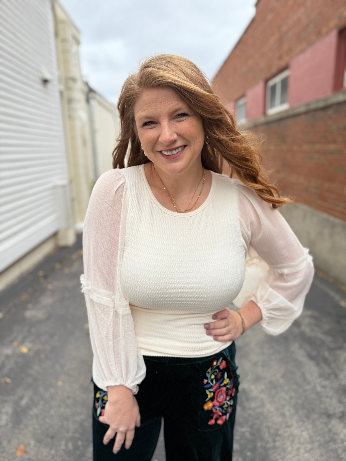 Kimmie Sheer Sleeve Top