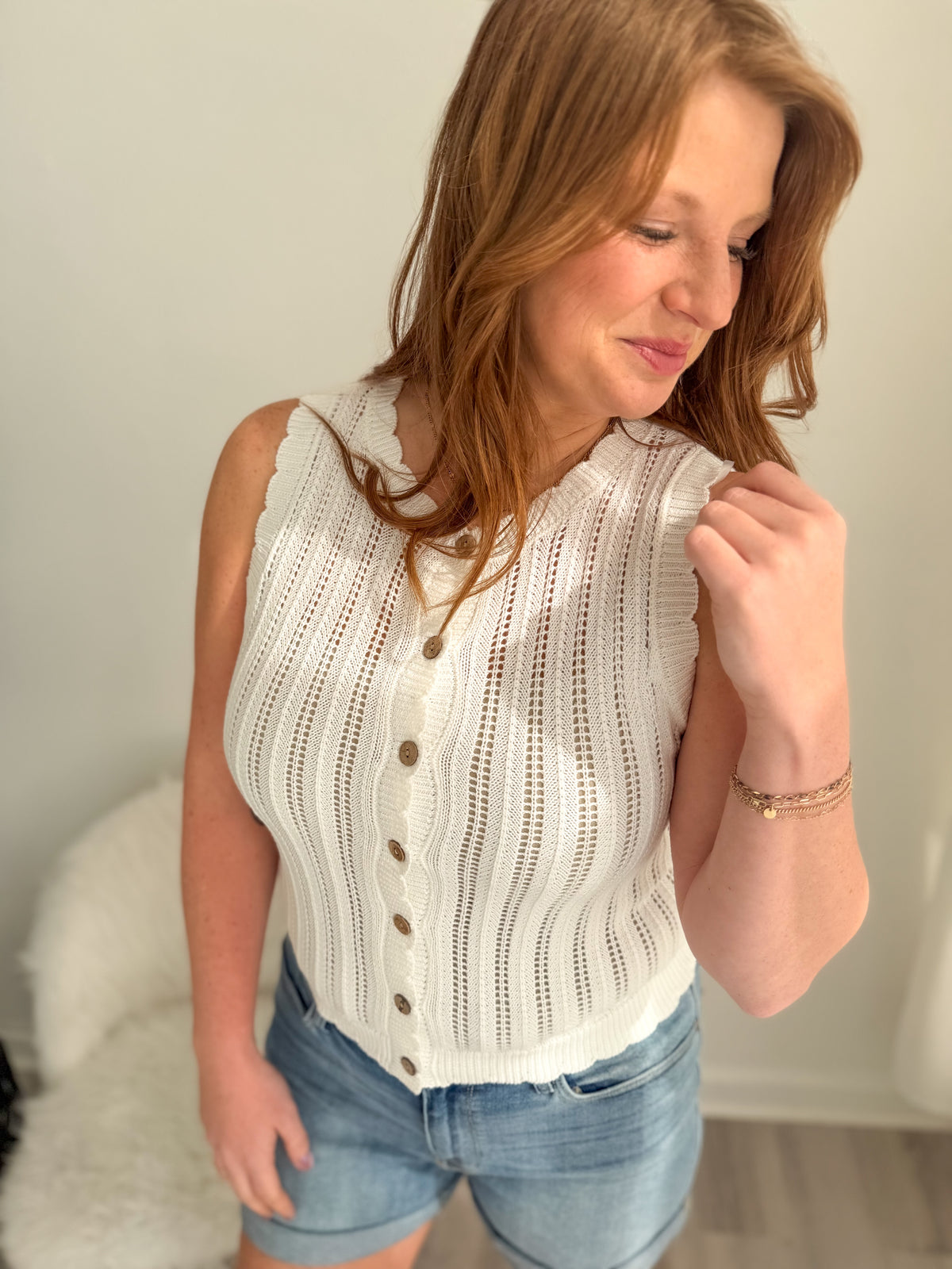 Coastal Knit Button Tank