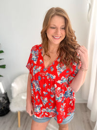 Scarlet Floral Baydoll Top