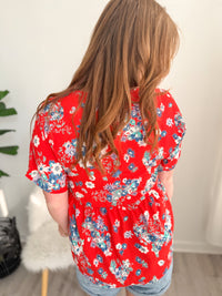 Scarlet Floral Baydoll Top